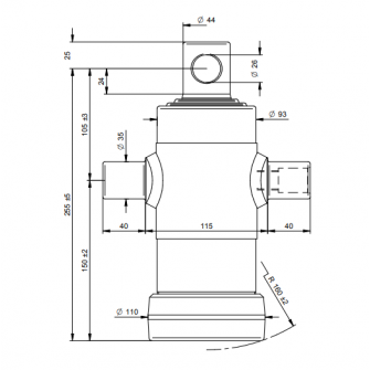 Teleskopski cilinder 3 stopnje 5 ton 410mm z luknjo 2030F